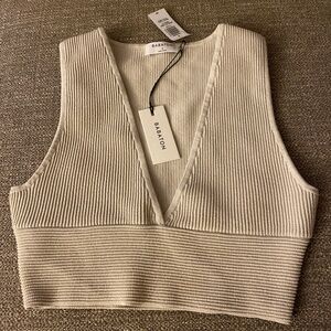 Babaton Crop Sweater Tank Top  Beige size Small